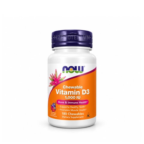Now Chewable Vitamin D3 1000IU -Dạng Viên Nhai Hỗ Trợ Sức Khỏe Xương Và Răng