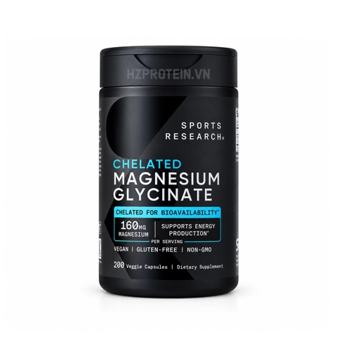 Sports Research Chelated Magnesium Glycinate (200 Viên) - Cải thiện chất lượng giấc ngủ