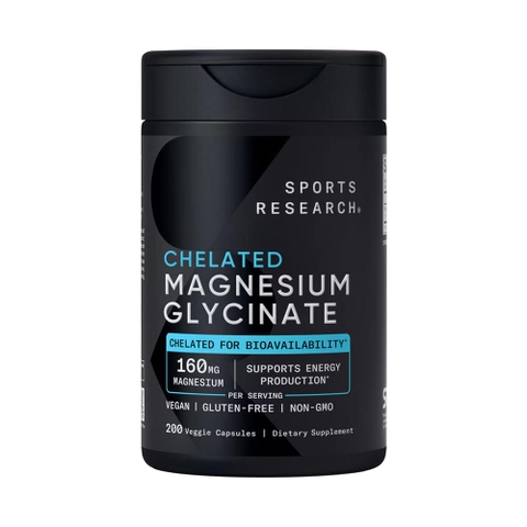 Sports Research Chelated Magnesium Glycinate (200 Viên) - Cải thiện chất lượng giấc ngủ