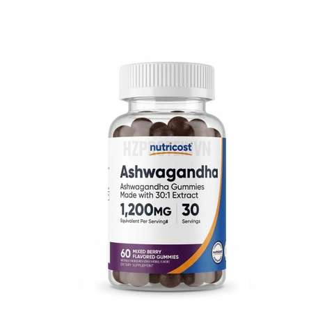 Nutricost Ashwagandha Gummies 1200mg (60 viên) - Dạng kẹo dẻo hương vị Berry