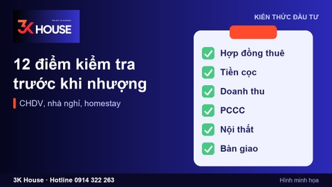 Checklist 12 điểm kiểm tra trước khi nhượng CHDV, nhà nghỉ, homestay
