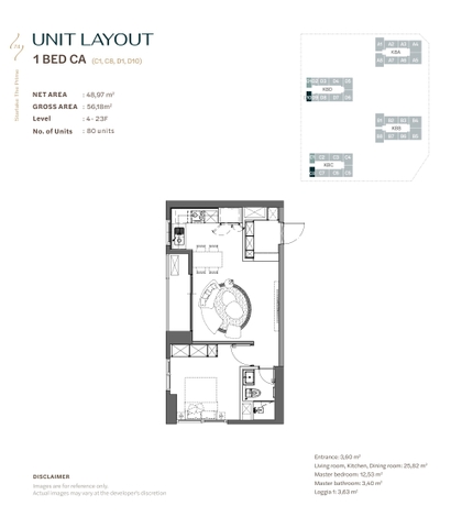 Chuyển nhượng căn hộ K8 Starlake Tây Hồ Tây 1PN 48,97m² – mẫu 1BED-CA – giá dự kiến từ 9,402 tỷ