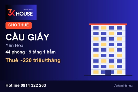 Cho thuê tòa CHDV/homestay Yên Hòa, Cầu Giấy: 44 phòng khép kín và 1 mặt bằng kinh doanh, giá 5 triệu/phòng
