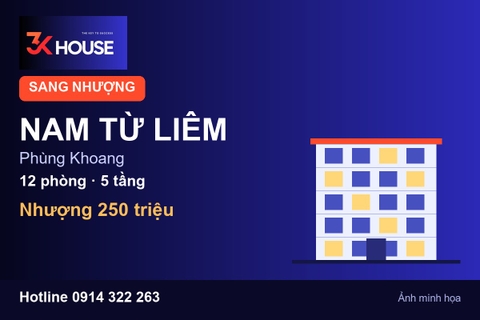 Nhượng CHDV 12 phòng tại Phùng Khoang, Nam Từ Liêm: thuê 21 triệu, thu ròng 17,2 triệu/tháng, nhượng 250 triệu