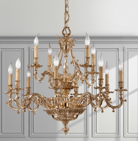 Đèn chùm đồng mạ vàng POSSONI - DZ-093-8+4-002