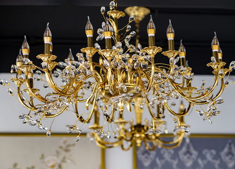 Đèn chùm đồng mạ vàng pha lê DZ0018_D100