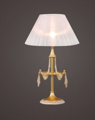 Đèn bàn đồng mạ vàng chao vải DZ0008_Y