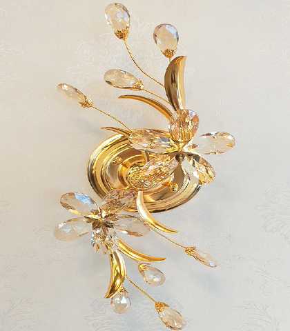 Đèn tường đồng mạ vàng pha lê DZ0017_W22