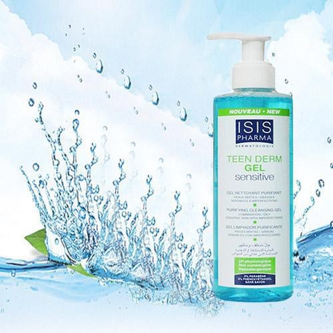 Gel rửa mặt giảm nhờn mụn cho da nhạy cảm - Isis Pharma Teen Derm Gel Sensitive Isis Pharma 250ml