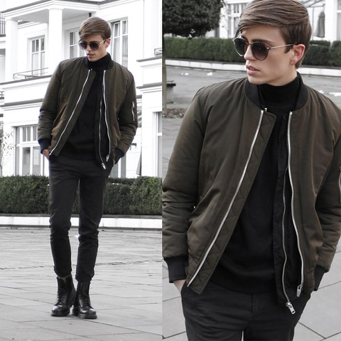 Áo khoác Bomber nam chính hãng mix áo cổ lọ