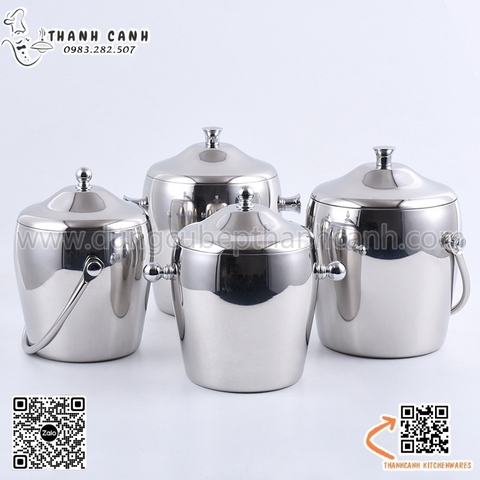 Âu đựng đá hai lớp có nắp đậy, xô đựng đá mini cách nhiệt dành cho nhà hàng, bàn tiệc