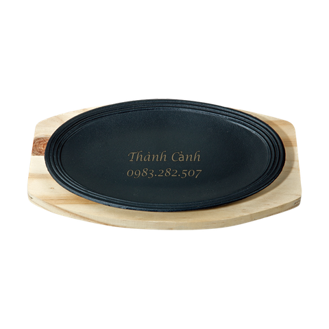 Đĩa gang nướng hình bầu dục có viền