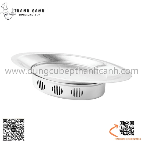 Khay hấp cá inox kèm bếp hấp hình bầu dục, bếp hấp cá hình bầu dục