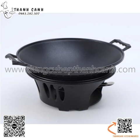 Bếp lẩu khô gang chống dính màu đen, bếp cồn đen nấu lẩu