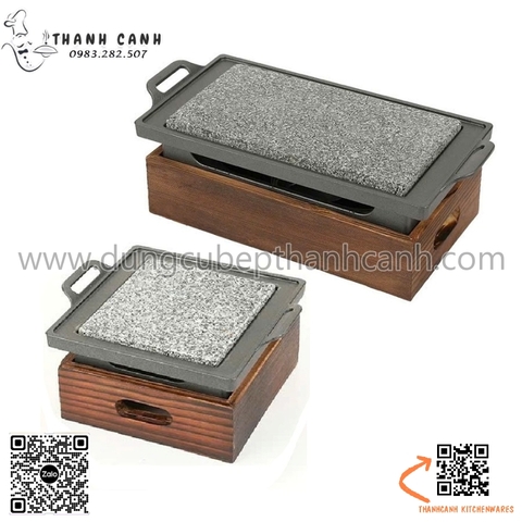 Bếp nướng mặt đá đun cồn có khung gỗ bao quanh chắc chắn, kiểu dáng thời trang