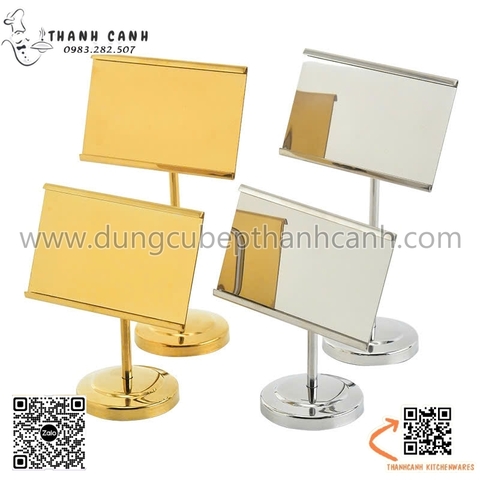 Biển tên món ăn thân thẳng màu trắng và màu vàng, Cây kẹp Menu Inox, Kẹp biển tên món, số bàn