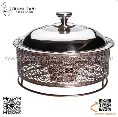 Bộ nồi hấp chân hoa nâu, nồi hấp tròn inox nhiều kích thước, nồi lẩu baba