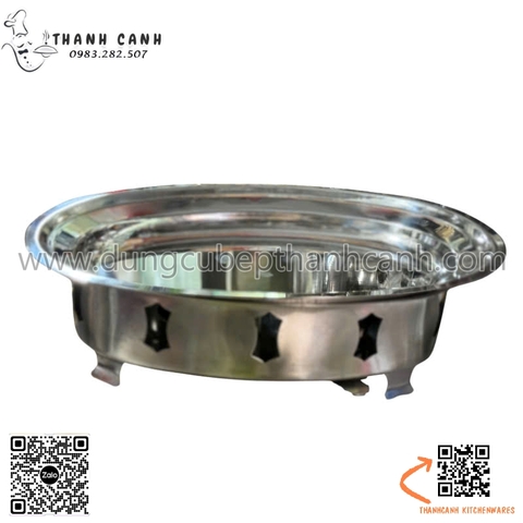 Bộ bếp hấp cá inox hình bầu dục kèm bếp nến bên dưới