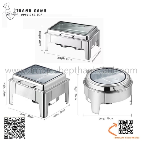 Nồi hâm buffet chân cao nắp kính .Nồi giữ ấm đồ ăn dùng cho nhà hàng dùng cồn hoặc điện
