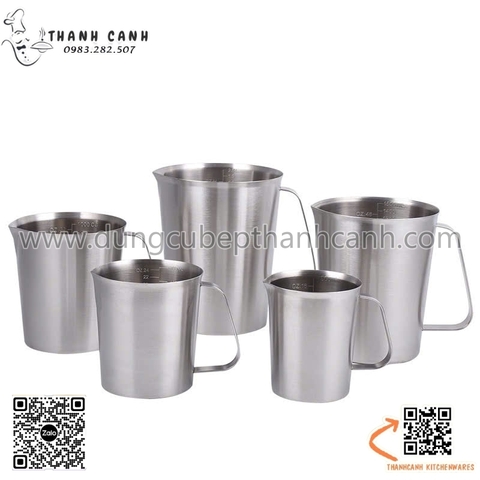 Ca đong có vạch chia bằng inox 304, ca inox có vạch chia, ca đong định lượng
