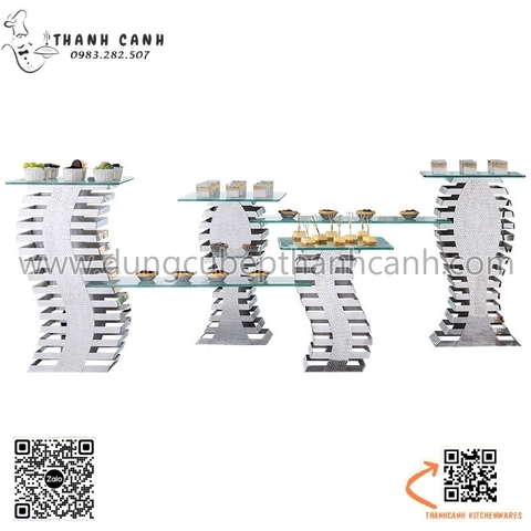 Chân kê đĩa buffet bằng inox chữ S, C, thân bầu (2 cỡ)
