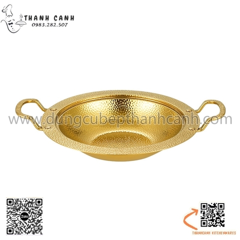 Nồi lẩu vân vàng inox sâu lòng hai quai dẹt, Nồi lẩu inox phong cách Hàn Quốc sang trọng