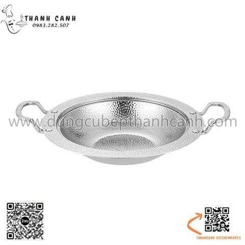 Nồi lẩu inox hai quai dẹt màu trắng nhiều kích thước, Nồi lẩu inox cao cấp phong cách sang trọng