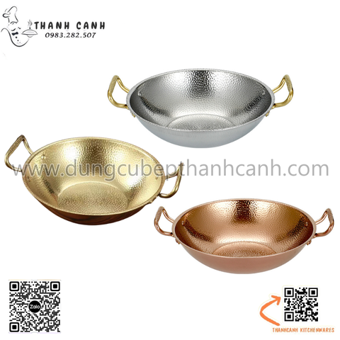 Chảo inox, nồi lẩu inox sâu lòng hai quai tròn nhiều kích thước, chảo lẩu inox phong cách sang trọng