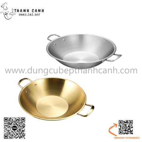 Nồi lẩu hàn quốc màu trắng và màu vàng, nồi lẩu inox cao cấp với nhiều kích thước khác nhau
