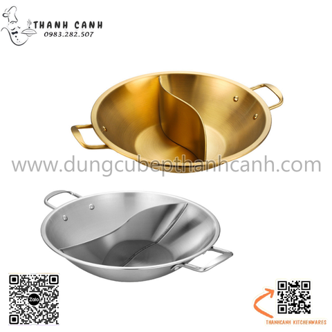 Nồi lẩu 2 ngăn sóng cách điệu, nồi lẩu inox với nhiều kích cỡ khác nhau