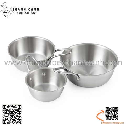 Chén uống rượu gạo có quai cầm, bát có quai inox, chén sốt có quai INOX TRẮNG