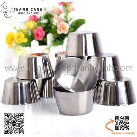 Cốc inox caramen, cốc làm flan caramen, cupcake, bánh da lợn
