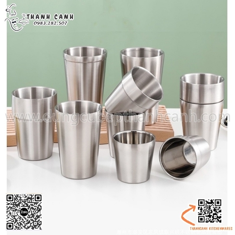 Cốc inox hai lớp cách nhiệt kiểu dáng Hàn Quốc nhiều dung tích khác nhau
