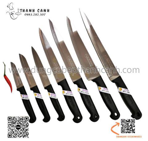 Dao inox Kiwi Thái Lan mũi nhọn Dao Kiwi cán nhựa đen đầu nhọn