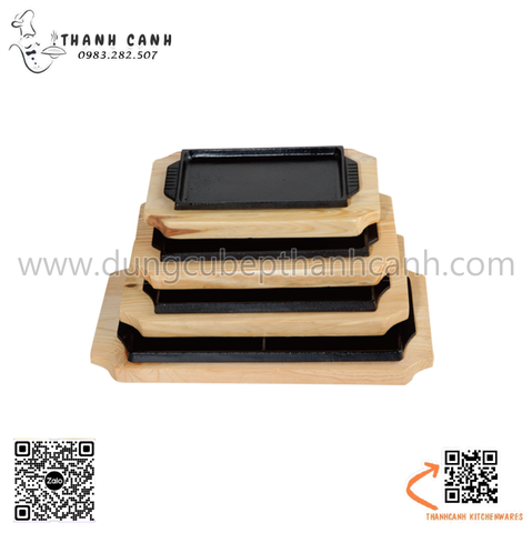 Dĩa gang chữ nhật có mẫu mã đẹp, chất liệu gang đúc bền chắc đi kèm đế gỗ cách nhiệt cao cấp