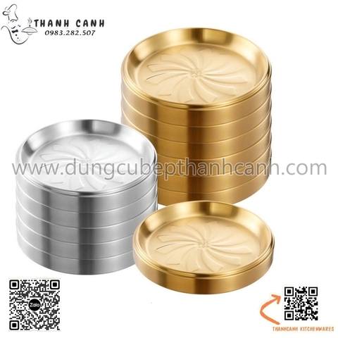 Đĩa inox tròn bày thịt, có thể xếp chồng, đĩa bày thịt ăn lẩu