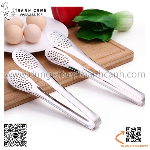Kẹp gắp inox lỗ bẹt, kẹp gắp inox tổ ong đầu tròn,kẹp gắp thức ăn bằng inox