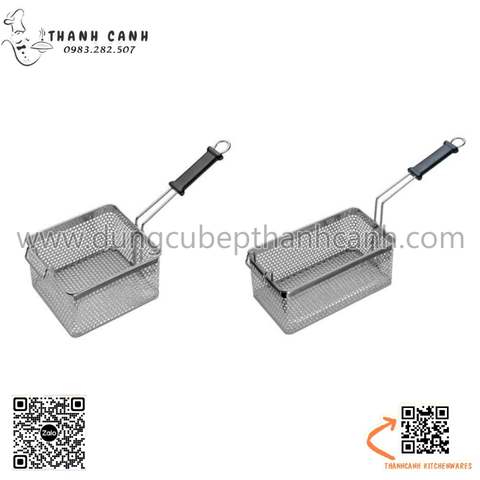 Giọ chiên East hình vuông và hình chữ nhật cán nhựa đen, giọ bếp chiên, giỏ bếp chiên nhúng