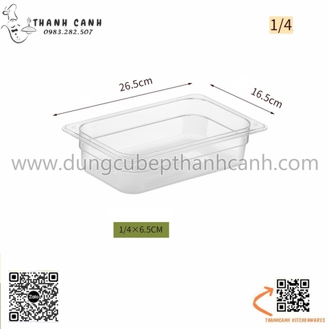 Khay nhựa GN 1/4, khay meka, mica 1/4, khay GN 1/4 trong suốt có nắp hoặc không nắp