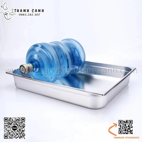 Khay inox GN 2/1, Khay buffet GN 2/1, Khay thực phẩm có nắp 2/1 siêu đại cho bếp ăn tập thể, suất ăn công nghiệp