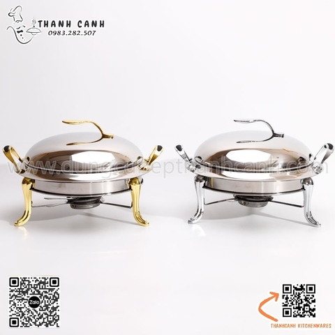 Nồi hấp buffet tròn hai tai, Bộ hấp tròn inox hai quai màu vàng hoặc màu trắng nhiều kích thước
