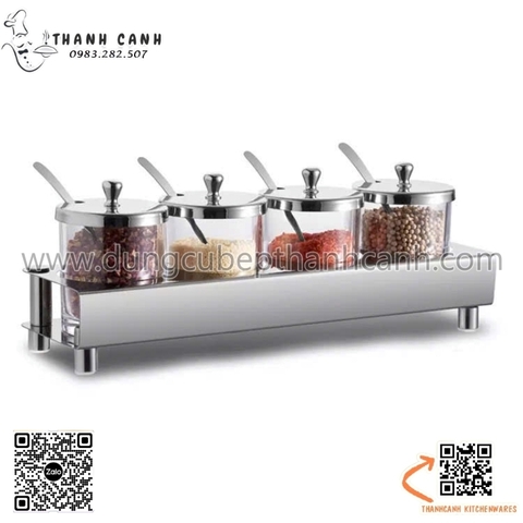 Hũ đựng gia vị thủy tinh kèm muỗng đong, set đựng gia vị thủy tinh cao cấp
