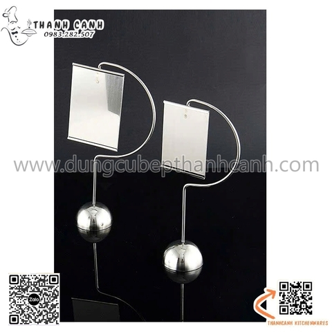 Biển tên món ăn hình bán nguyệt, Cây kẹp Menu Inox, Kẹp biển tên món, số bàn