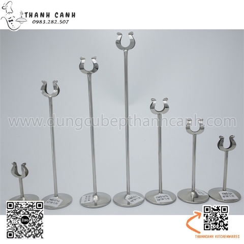 Kẹp biển tên món ăn inox hình chữ U có chân đế đi kèm, Kẹp tên món ăn, kẹp đánh số bàn bằng inox