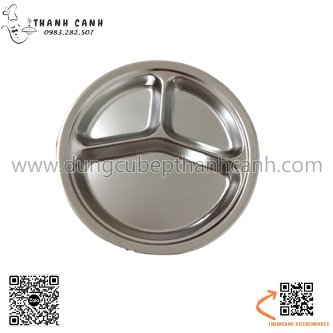 Khay cơm inox 3 ô hình tròn tiện lợi 26cm, gọn nhẹ, phù hợp cho nhiều đối tượng sử dụng