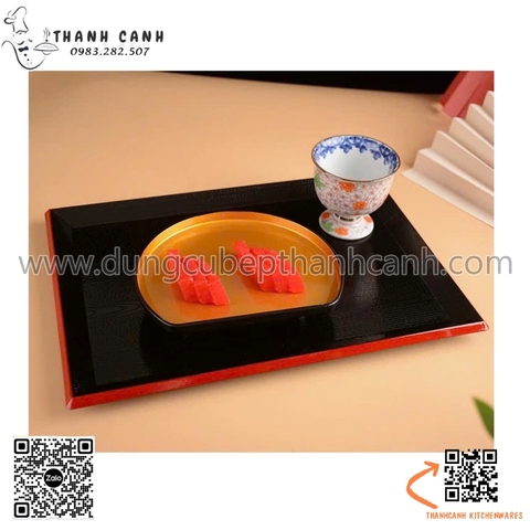 Khay nhựa đen viền đỏ chữ nhật thành cao, khay nhựa đen nhiều kích thước cho buồng phòng khách sạn