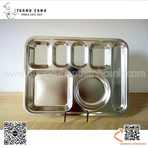 Khay cơm inox 7 ngăn HÀN QUỐC (SUS304), Khay cơm Hàn Quốc chia 7 ô