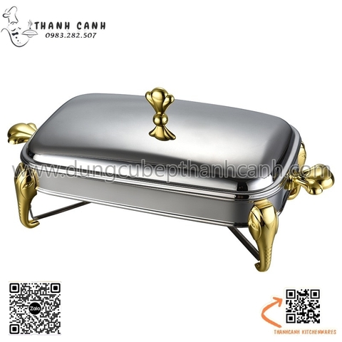 Khay hấp cầy inox hình chữ nhật, khay hấp thịt thú rừng màu vàng , màu bạc