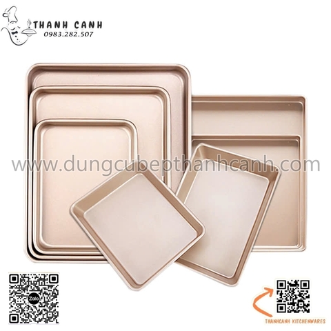 Khay nhôm vàng nướng bánh, khay nướng bánh hình chữ nhật