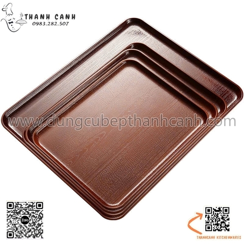 Khay nhựa  vân gỗ hình chữ nhật, khay bê hình chữ nhật vân gỗ cao cấp
